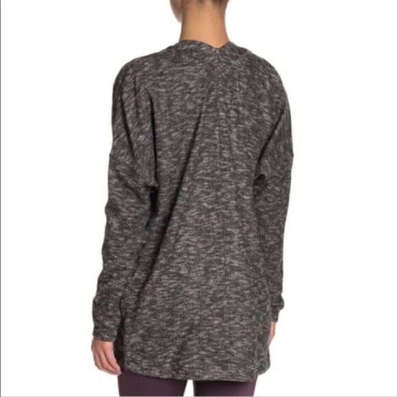 Z by Zella open front cardigan sweat shirt pockets marled black white grey gray - Picture 14 of 14